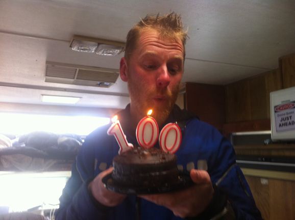 I have a pretty good lung capacity from my trombone playing days, so I was able to get all 3 candles out in one blow!!
