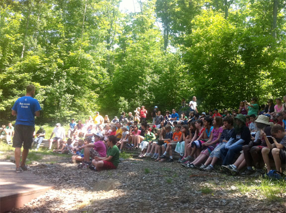 Speaking with students at YMCA Wanakita