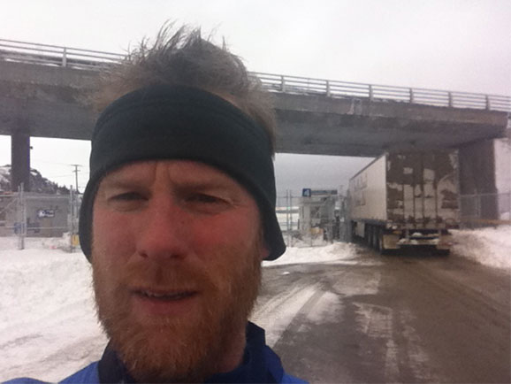 Lining up behind the semi for the ferry!