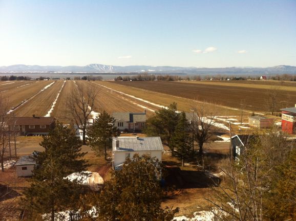Beautiful farmland, the St. Lawrence and Mt. Tremblant off in the distance!