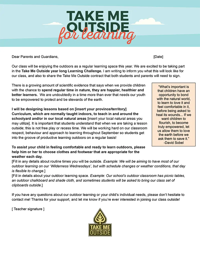 Take Me Outside Parent Letter 2024 1